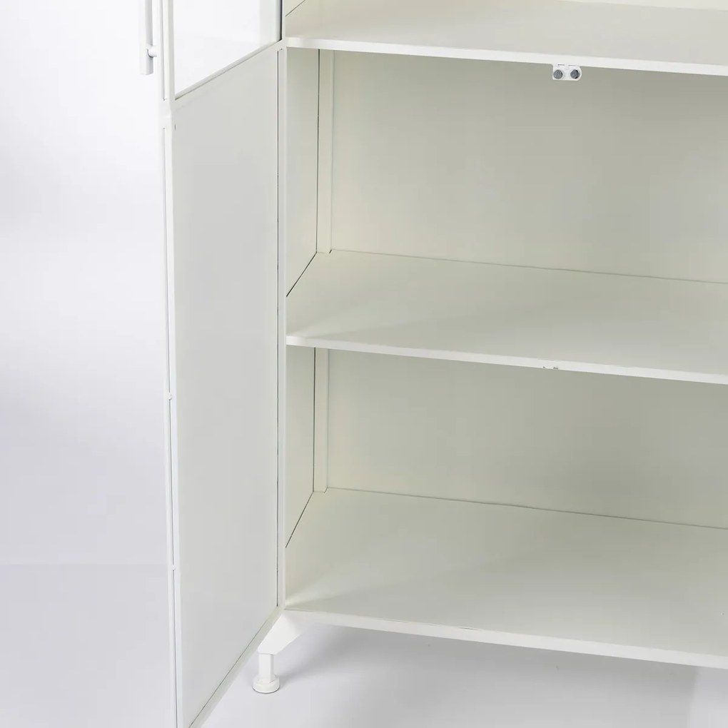 Witte Kast Van Ijzer En Glas - 68x35x150cm.