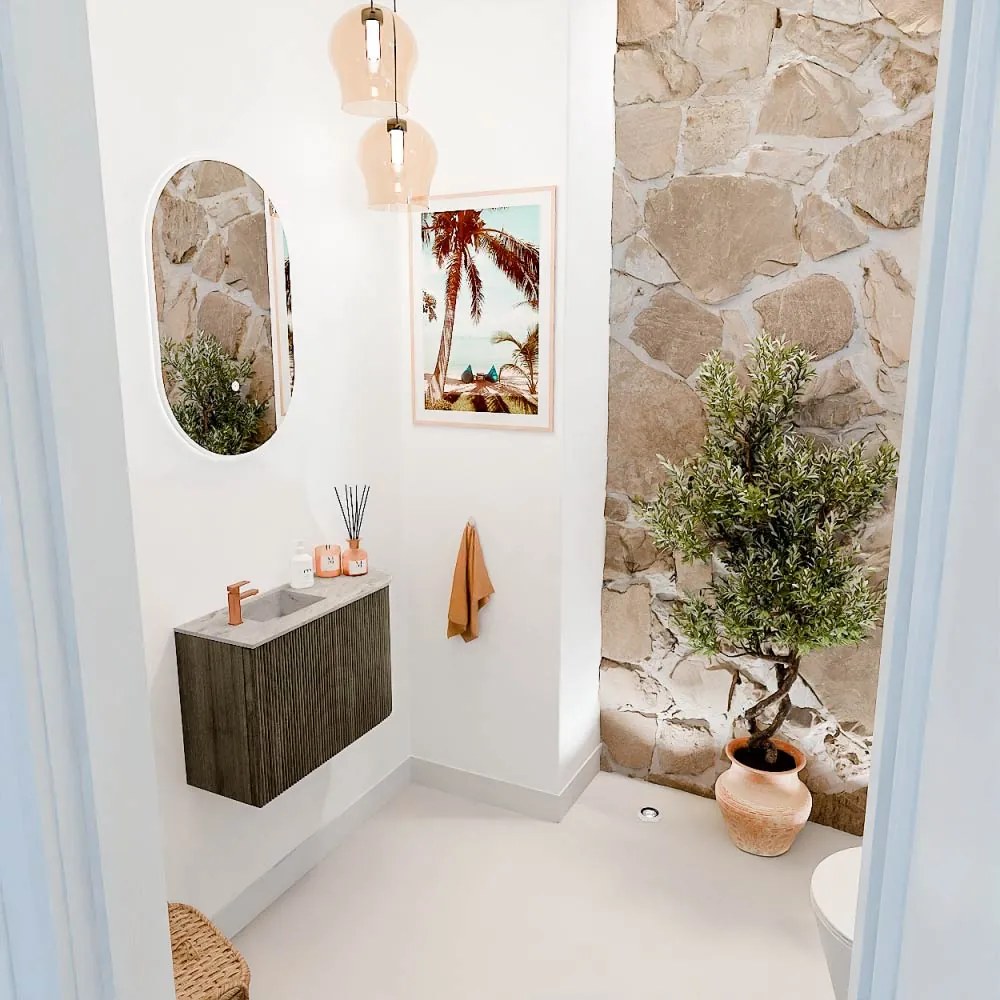 Mondiaz Joya DLux 60cm toiletmeubel ronding rechts shadow met wastafel faye links 1 kraangat glace