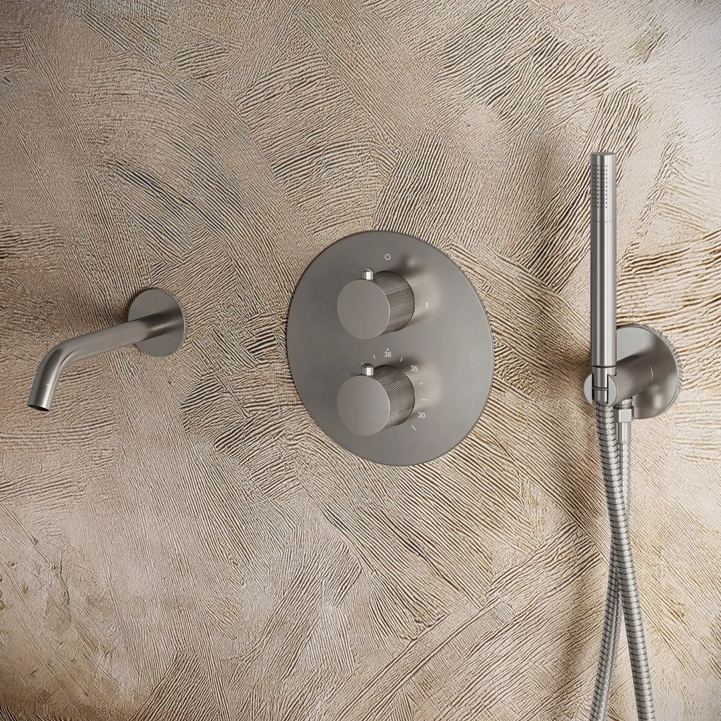 Saniclear Exclusive Curved rond inbouw thermostaat met inbouwdeel RVS