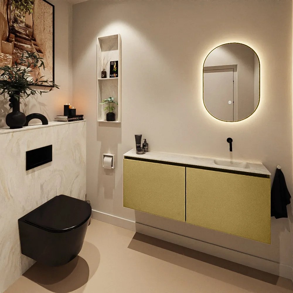 Mondiaz Ture DLux toiletmeubel 120cm oro met wastafel ostra rechts zonder kraangat