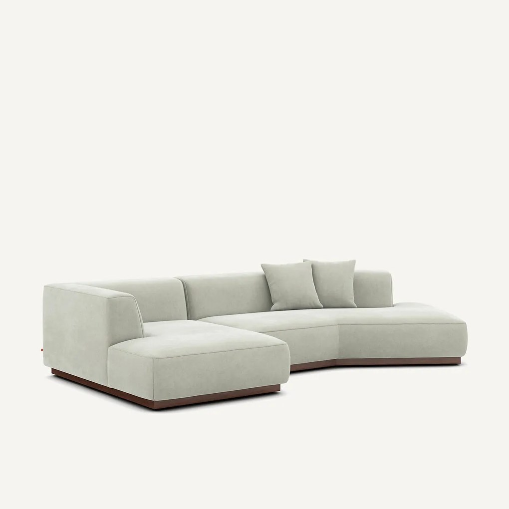 Hoekbank links open in stonewashed fluweel, JACOPO