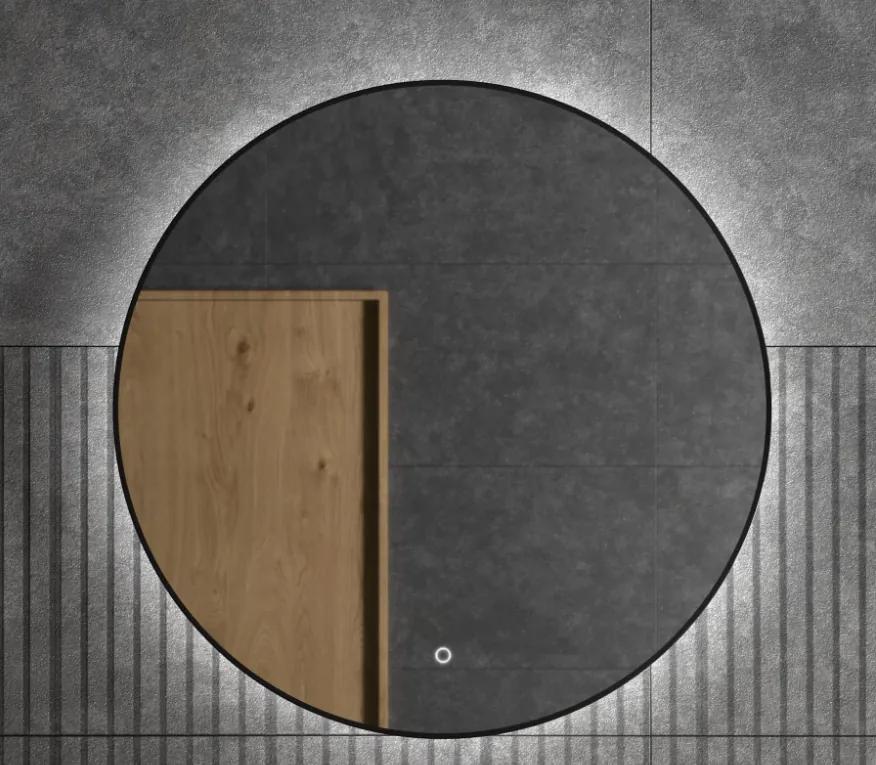 Muebles Globe ronde spiegel zwart met LED-verlichting 100cm