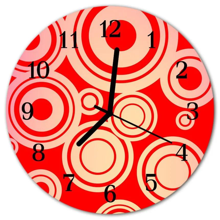 Ronde glazen klok Rode cirkels fi 30 cm