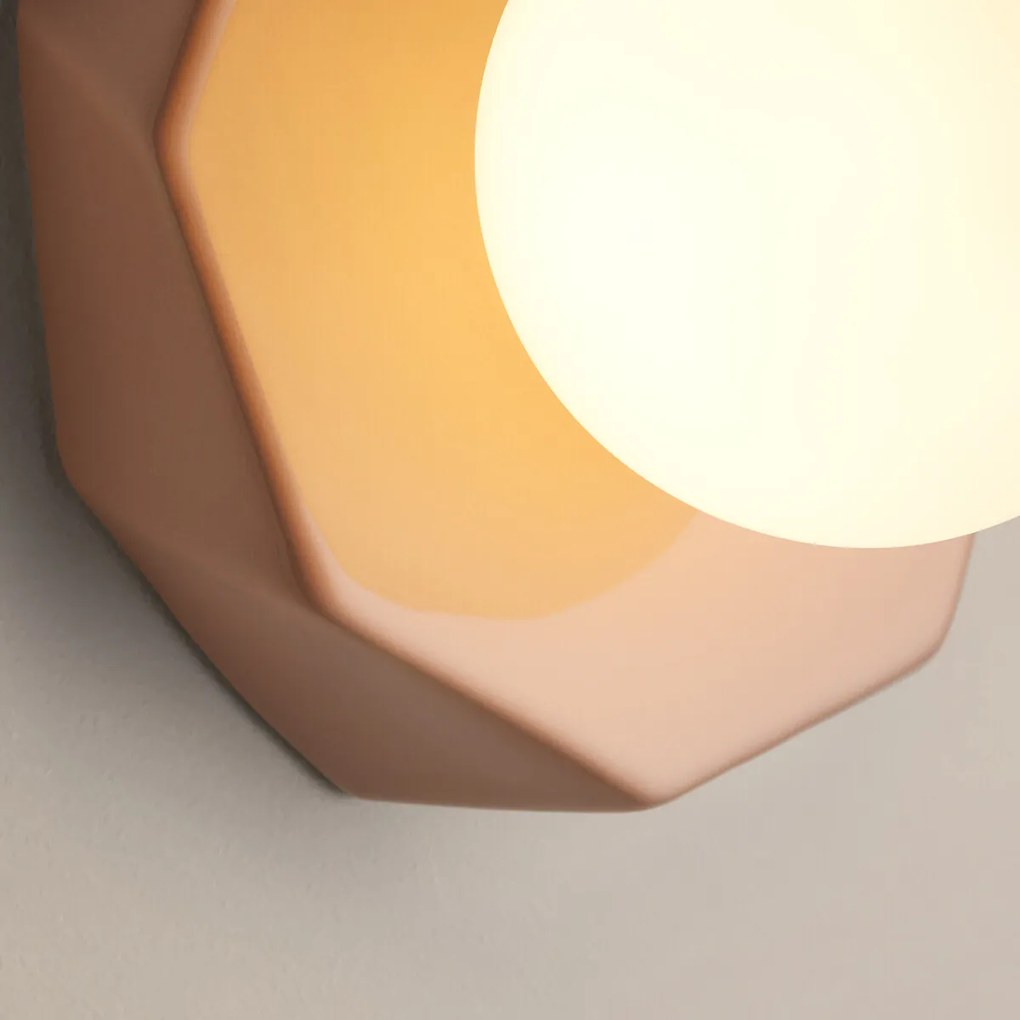 Wand- of plafondlamp, facet geslepen, keramiek en opaline glas, HOLI