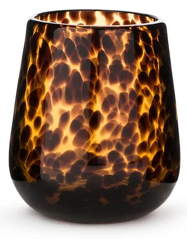 Set van 2 kaarshouders in amberkleurig glas, Fauvita