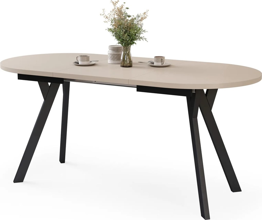Mazzoni ALMO Kasjmier / zwarte poten - OVALE UITSCHUIFTAFEL 120-220 cm VOOR 10-12 PERSONEN