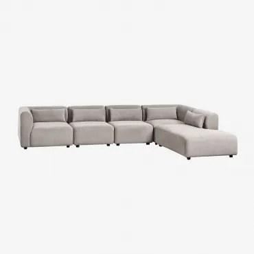 5-delige Modulaire Bank Met Rechter Chaise Longue Fogler Corduroy Licht Taupegrijs - Sklum