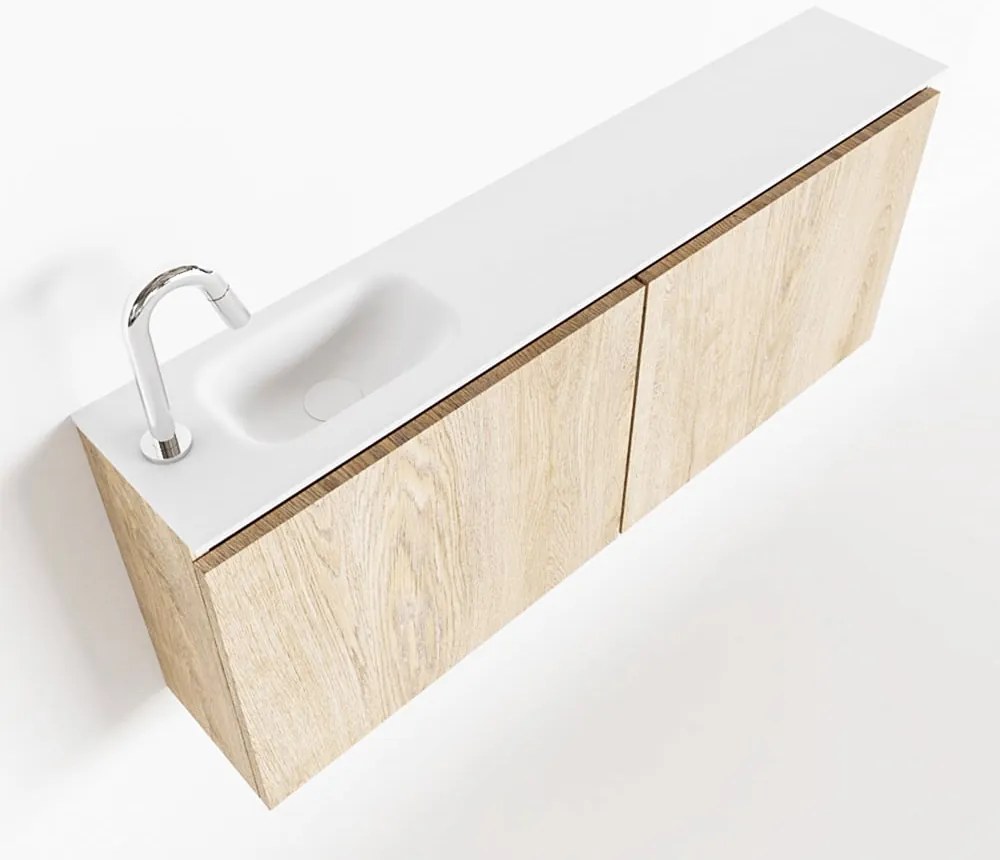 Mondiaz Ture 120cm toiletmeubel washed oak met wastafel talc links 1 kraangat