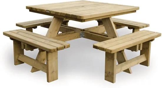 Luxe vierkante houten picknicktafel - optimale beenruimte- optionele rugleuningen- 40 mm houtdikte
