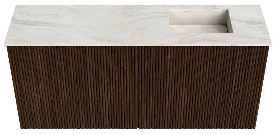 Mondiaz Joya DLux 90cm toiletmeubel walnut met wastafel faye rechts zonder kraangat ostra