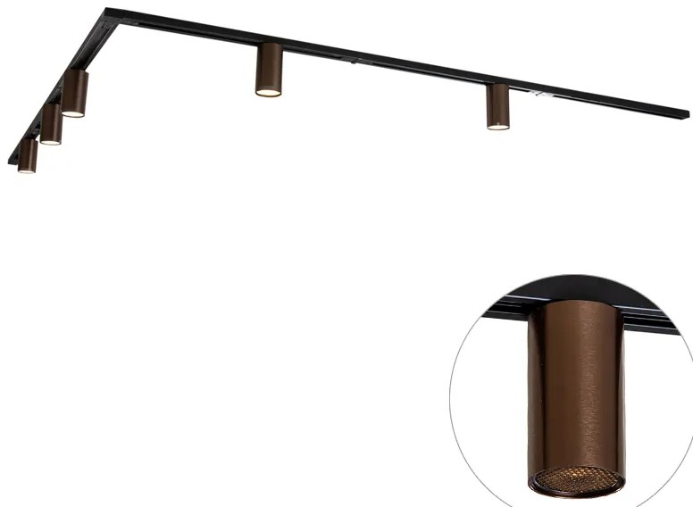 Modern railsysteem met 5 spots donker brons 1-fase GU10 50mm - Iconic Ruby