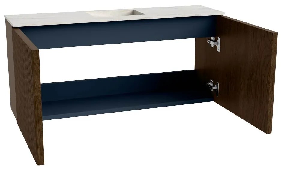 Mondiaz Joya DLux 90cm toiletmeubel walnut met wastafel faye midden zonder kraangat opalo