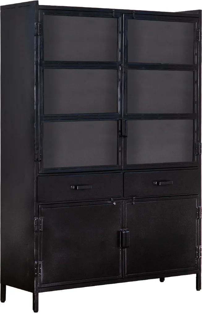 Eleonora Industriële opbergkast 'Steel' met 4 deuren, kleur zwart