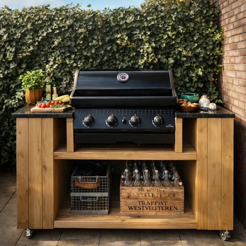 Patton Opus Inbouw Gasbarbecue 3 + 1 - zwart