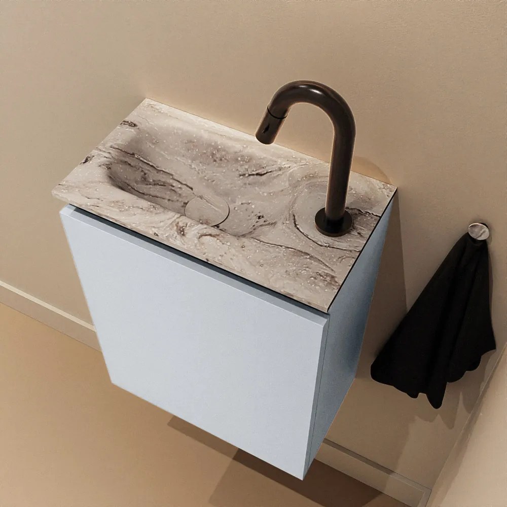 Mondiaz Ture DLux toiletmeubel 40cm clay met wastafel glace links met kraangat