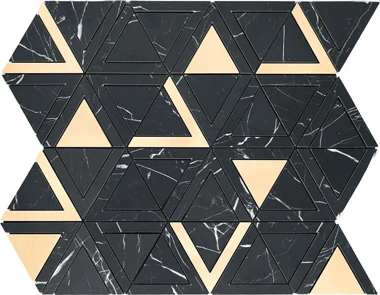 Zelfklevende Mozaïektegels Metaal | Driehoek Zwart Goud | 28,7×33,1 cm | Keuken, Bad & WC