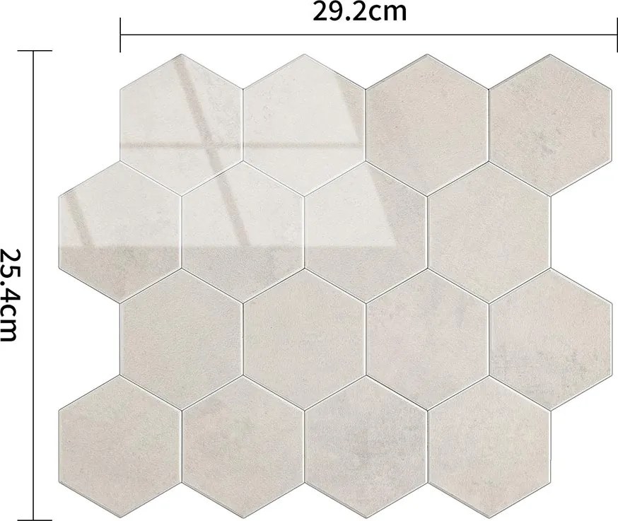 Zelfklevende Hexagon Crema Beige - 29.2 cm x 25.4 cm x 0.33 cm | 0.5 kg | Paneli zelfklevende steenstrips