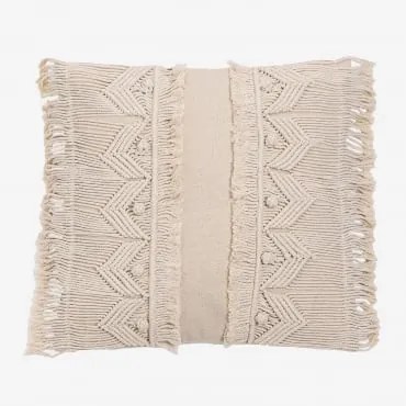 Vierkant Macramé Kussen Mirko Beige – Crème - Sklum