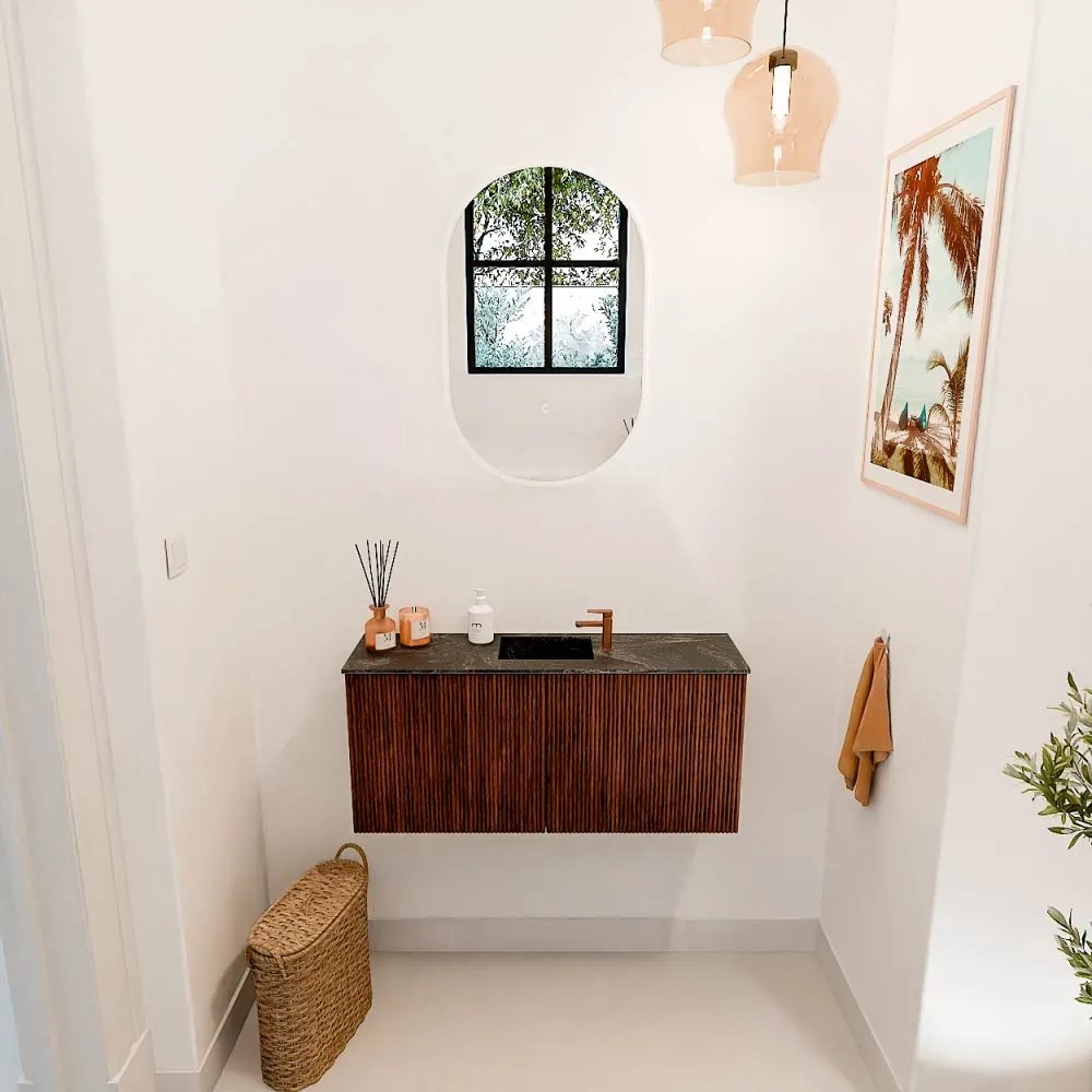 Mondiaz Joya DLux 90cm toiletmeubel ruby met wastafel faye midden 1 kraangat lava
