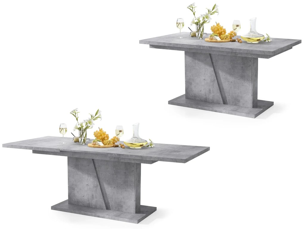 NOBLE NOIR Beton Millenium – uitschuifbare tafel tot 218 cm, voor 8, 10 personen.