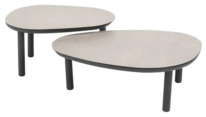 Taste by 4 Seasons Monroe set van 2 loungetafels antraciet 65 x 50 en 80 x 60 cm Loungetafel   beige weerbestendig