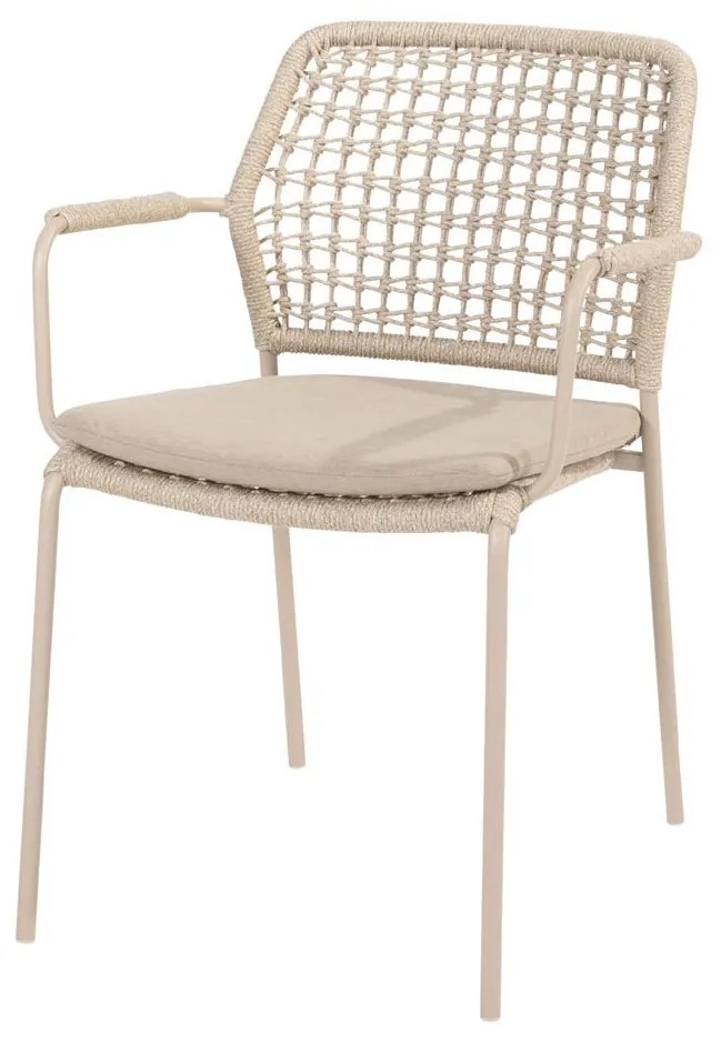 Taste by 4 Seasons Barista tuinset latte met Prado teak tafel met rond blad Ø 160 cm Tuinset beige weerbestendig