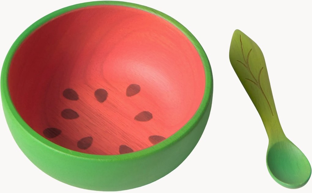 Handgemaakte schaal Wally the Watermelon met lepel, 2-delig