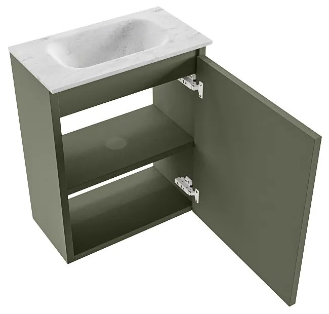 Mondiaz Ture DLux toiletmeubel 40cm army met wastafel opalo midden zonder kraangat