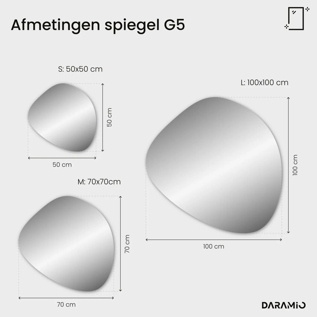 Kiezelvormige spiegel met LED-verlichting G5
