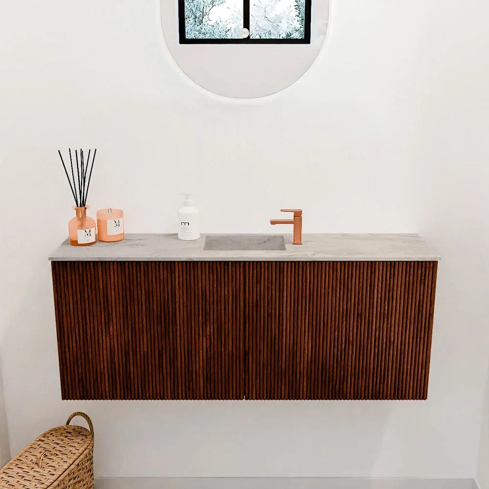 Mondiaz Joya DLux 100cm toiletmeubel ruby met wastafel faye midden 1 kraangat glace