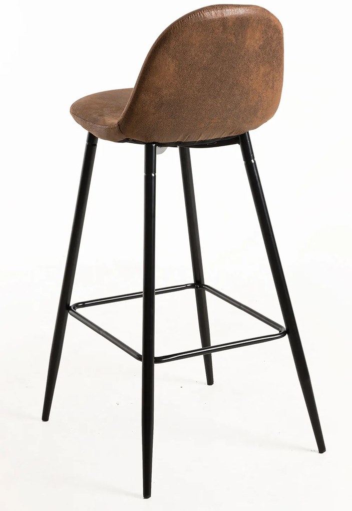 Set 4 Krukjes Zwart Teok Kunstleer Bruin Vintage