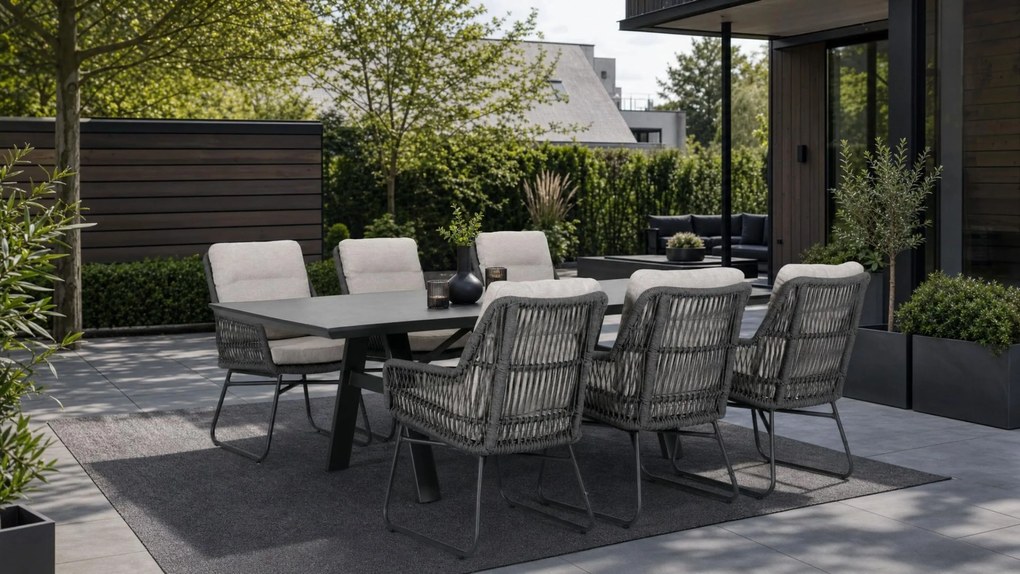Tuinset 6 personen 230 cm Rope Grijs Lifestyle Garden Furniture Vicente/Monza