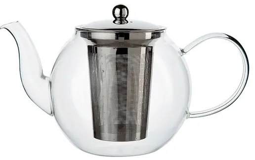 Theepot met theezeefje, bol, glas, 1,2 l