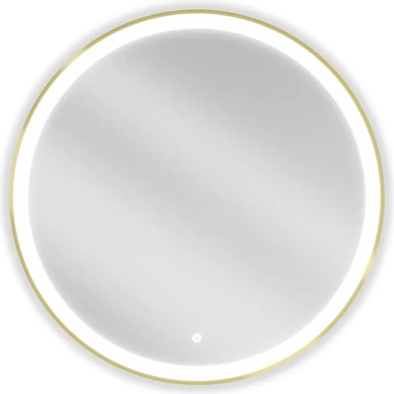 Mexen Esso badkamerverlichte spiegel, rond 80 cm, LED 6000K, antidamp, gouden lijst - 9825-080-080-611-50