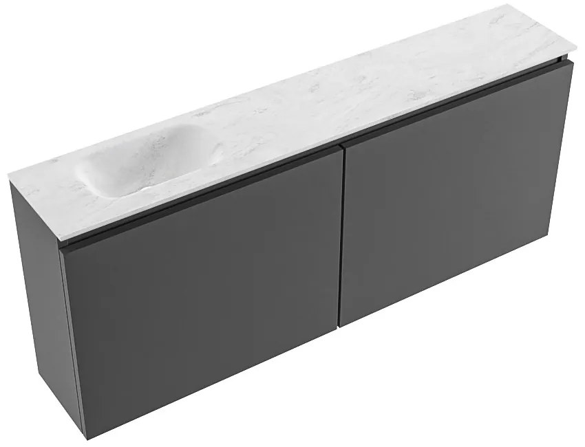 Mondiaz Ture DLux toiletmeubel 120cm dark grey met wastafel opalo links zonder kraangat