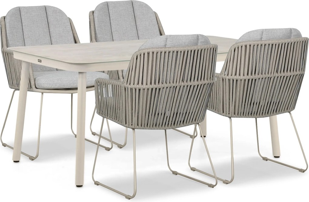 Tuinset 4 personen 160 cm Rope Taupe Domani Furniture Trivento/Tavano