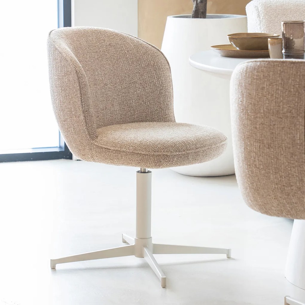 Eleonora Molly Draaibare Eetkamerstoel Taupe Met Beige Poten