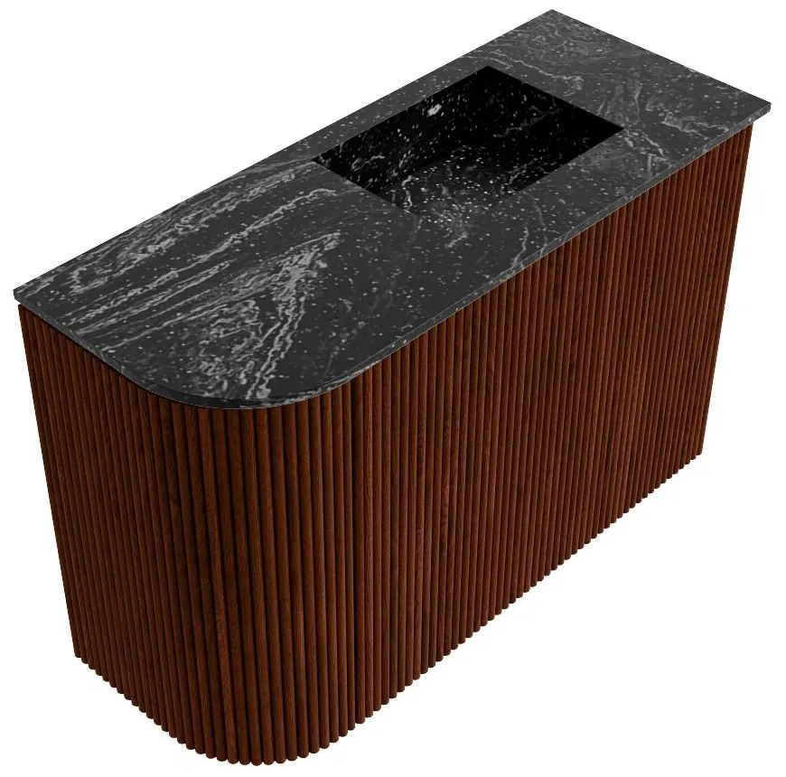 Mondiaz Joya DLux 60cm toiletmeubel ronding links ruby met wastafel faye rechts zonder kraangat lava