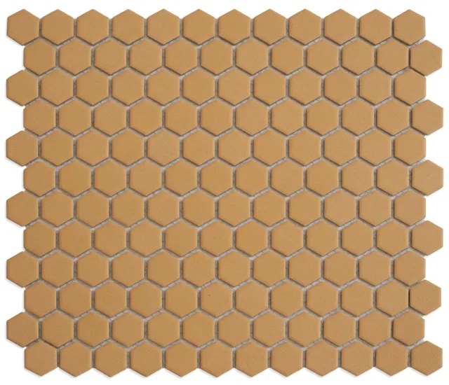 The Mosaic Factory Hexagon mozaïektegel - 26x30cm - wand en vloertegel - Zeshoek/Hexagon - Porselein Tuscany Gold Mat HM23025