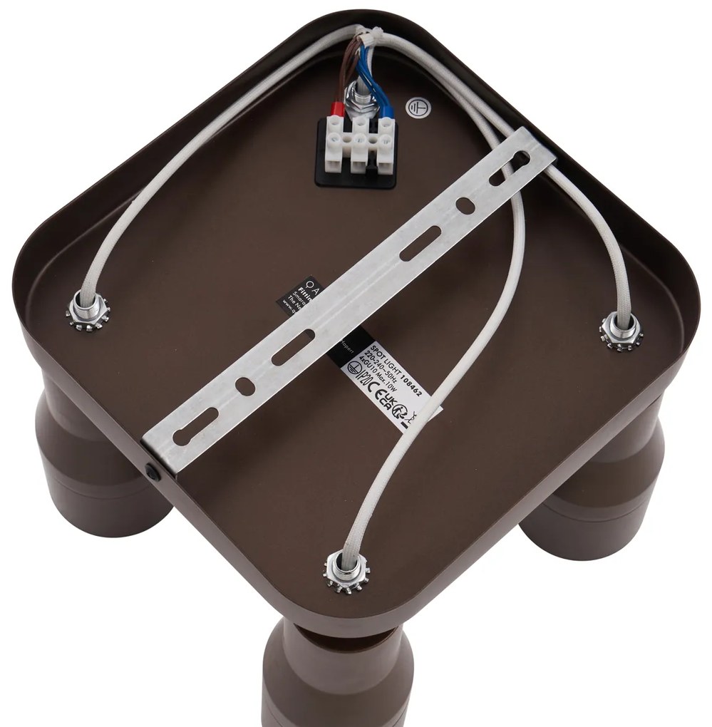 Plafondspot donker brons GU10 50mm vierkant 4-lichts - Stanley