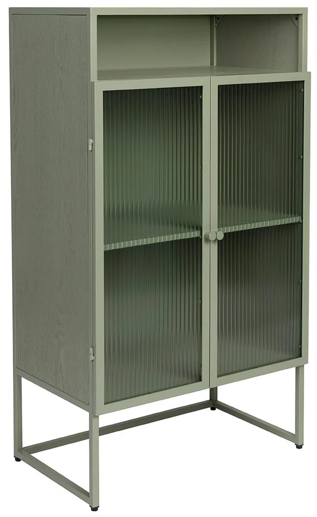 Lichtgroene Kast Met Ribbelglas - 60x35x105cm.