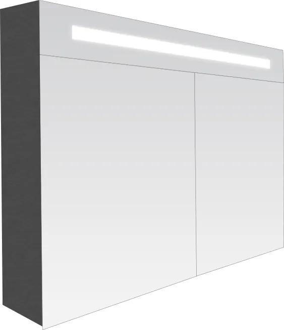 Spiegelkast Delia 80x70x15cm MDF Black Diamond Geintegreerde LED Verlichting Lichtschakelaar Stopcontact
