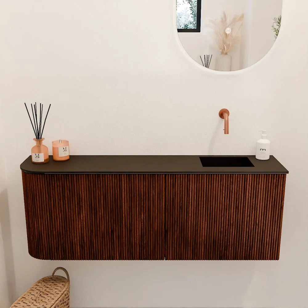Mondiaz Joya 110cm toiletmeubel ronding links ruby met wastafel faye rechts zonder kraangat urban