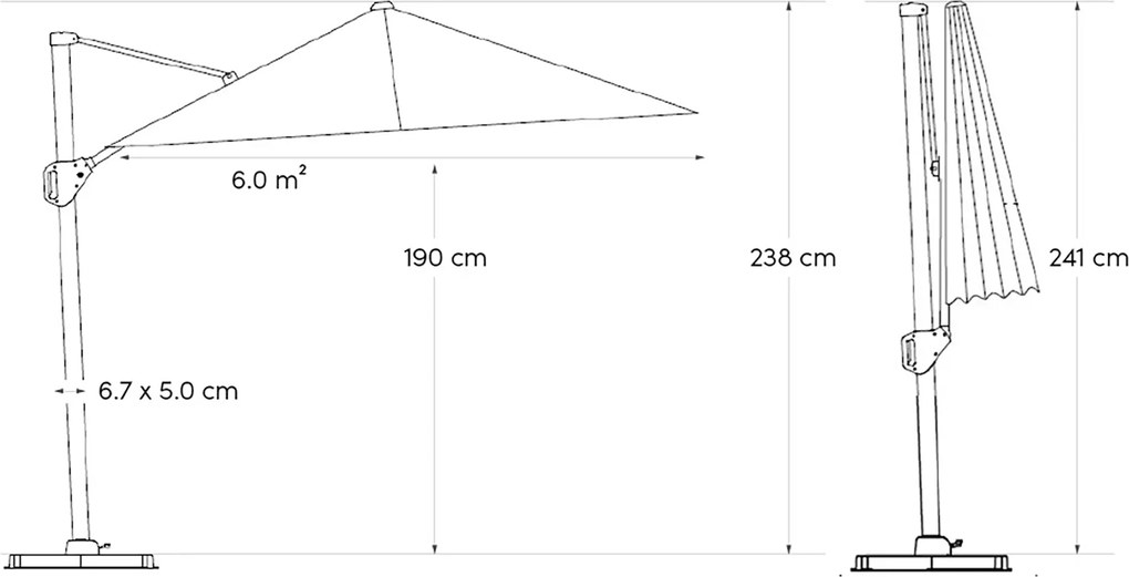 Zweefparasol 300x200 cm T1 (incl. voet + hoes) Ivoor Wit Platinum Voyager