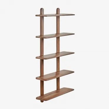 Veleta Houten Wandrek ↔︎ 80 Cm & 5 Schappen & Donker Acaciabruin - Sklum