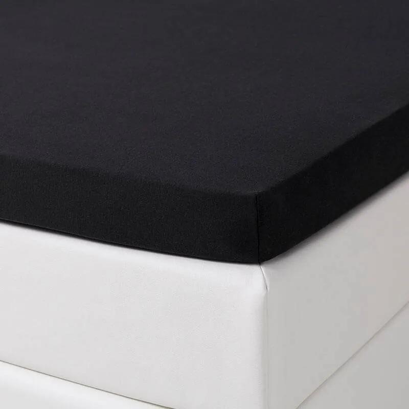 Dekbed-Discounter 2-PACK Jersey Stretch Topper Hoeslakens - Zwart 80/90 x 200/210