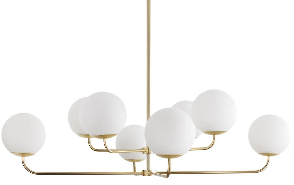 Hanglamp in messing en opaline glas, Moricio