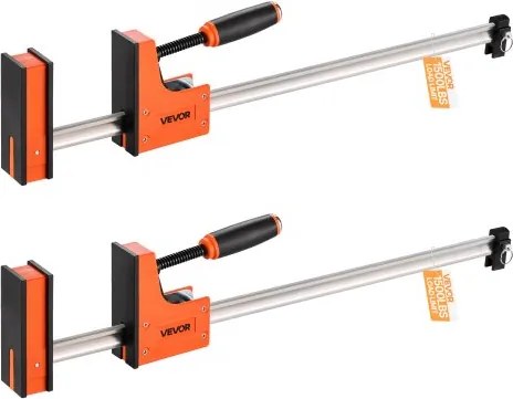 VEVOR Houtbewerking Klemmen 2 stuks 762 mm Opening, Parallel Klemmenset, F-klem met 680 kg Draagvermogen, 98,4 mm Diepte, Kunststof & Koolstofstaal, Metaalbewerking Oranje