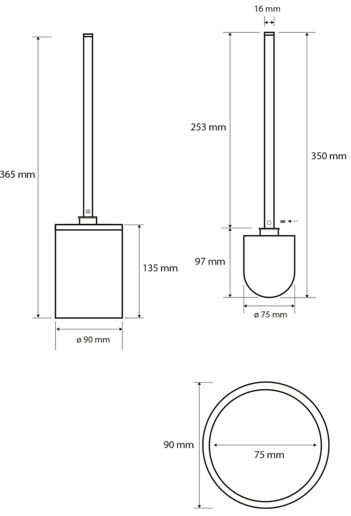 Sapho X-Round toiletborstel wit