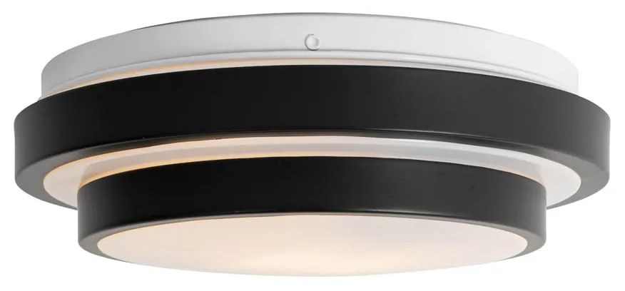 Buitenlamp Moderne plafondlamp zwart met wit 25 cm IP44 - Walden Modern E27 IP44 Buitenverlichting rond Lamp